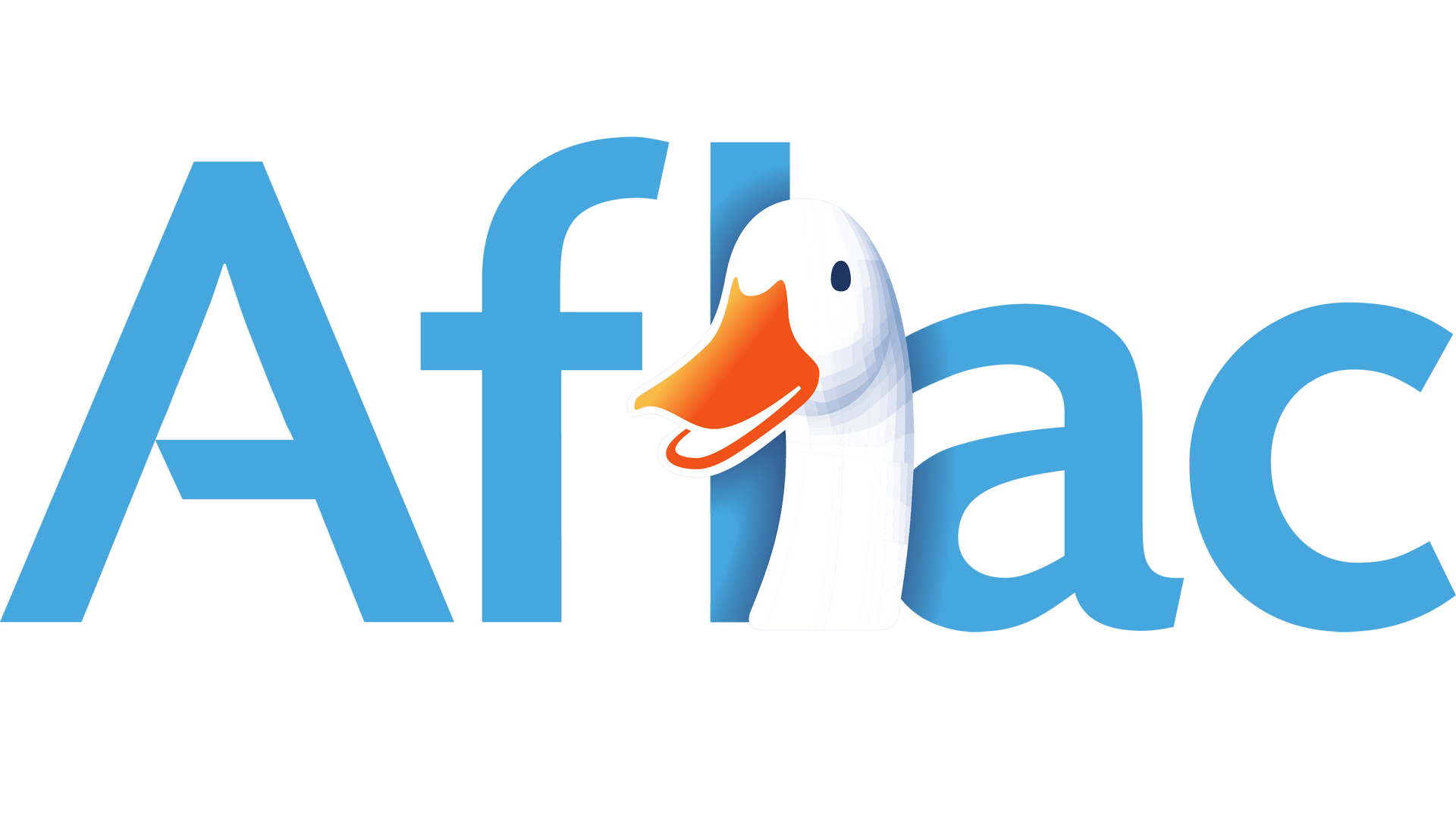Aflac logo with a white duck head peeking out from behind the "a" in the company name.